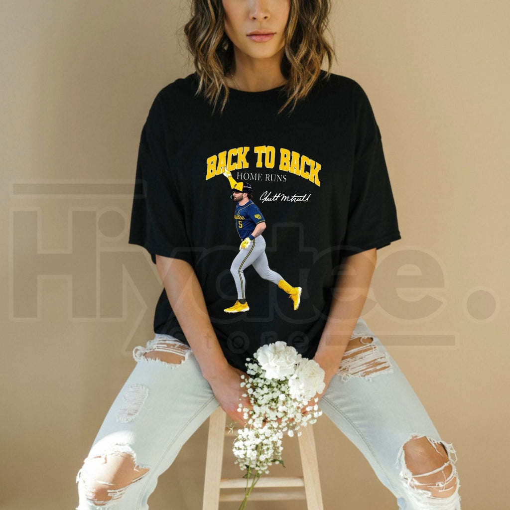Garrett Mitchell Back To Back Home Run T-Shirt – Funny Baseball Game Day Graphic Tee