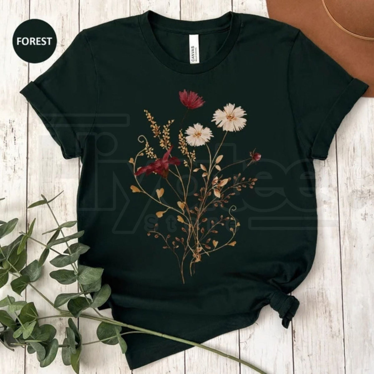 Fall Wildflower Watercolor T-Shirt – Autumn Floral Gift for Her