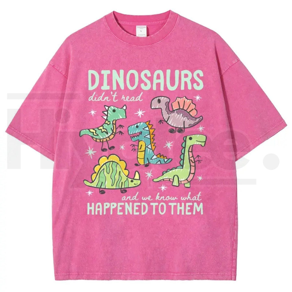 Men's Pure Cotton "Dinosaurs Didn’t Read" Funny Quote T-Shirt