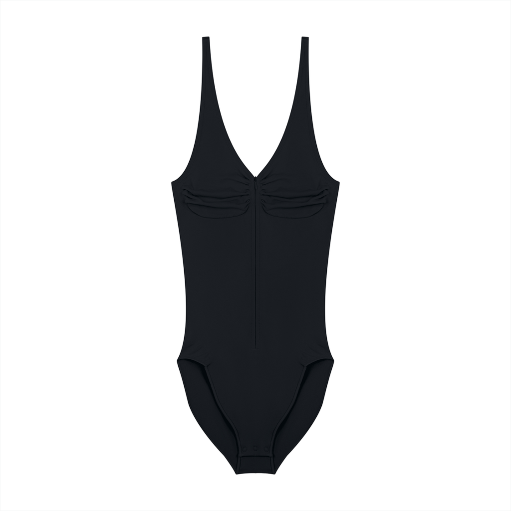 Loki & Ivy Women’s Full-Zip Ruched Bodysuit