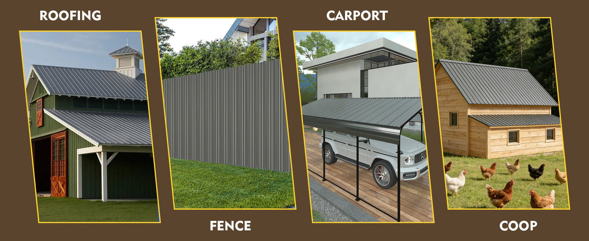 10 Pcs Metal Roofing Panels - Corrugated Galvanized Steel