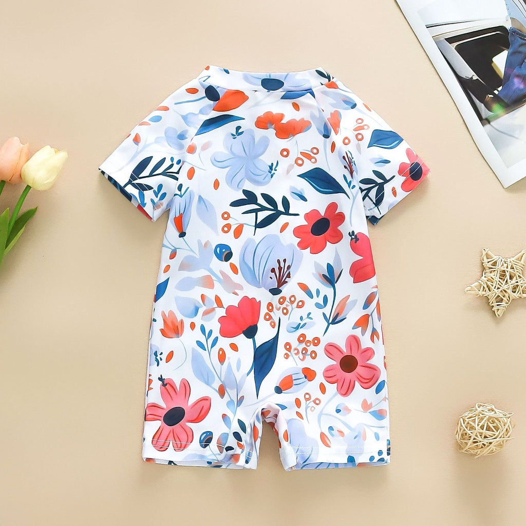 Girls' Flower Full Printed One-piece Swimsuit Baby