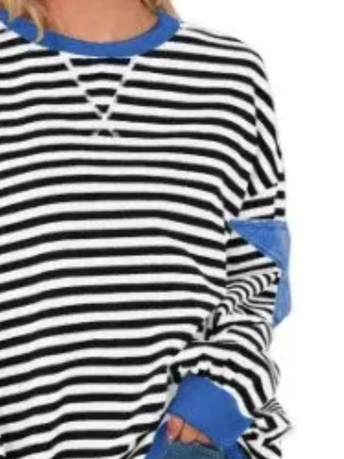 Full Size Star Patch Striped Oversized Sweatshirt Plus Size
