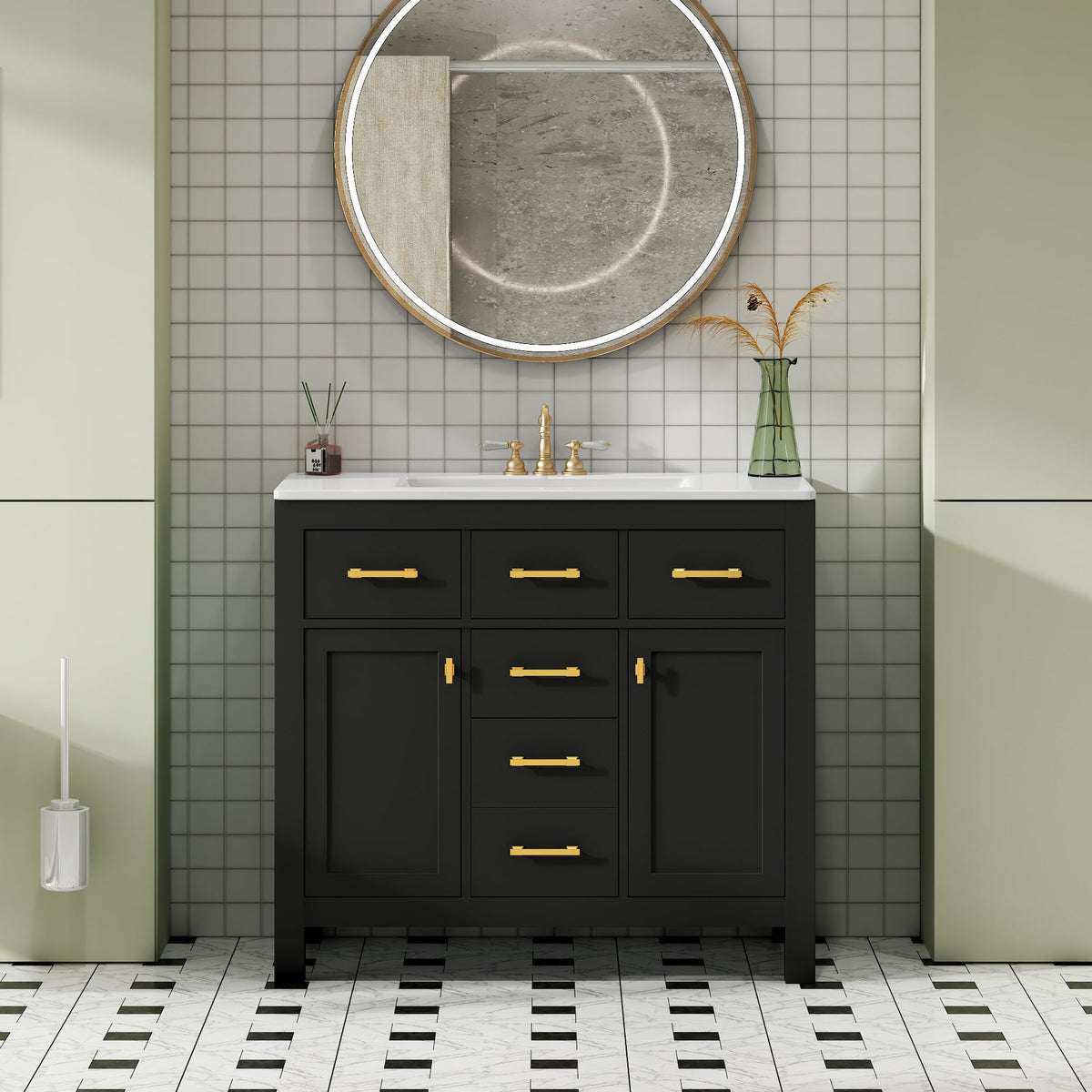 36'' Bathroom Vanity with Ceramic Sink Combo