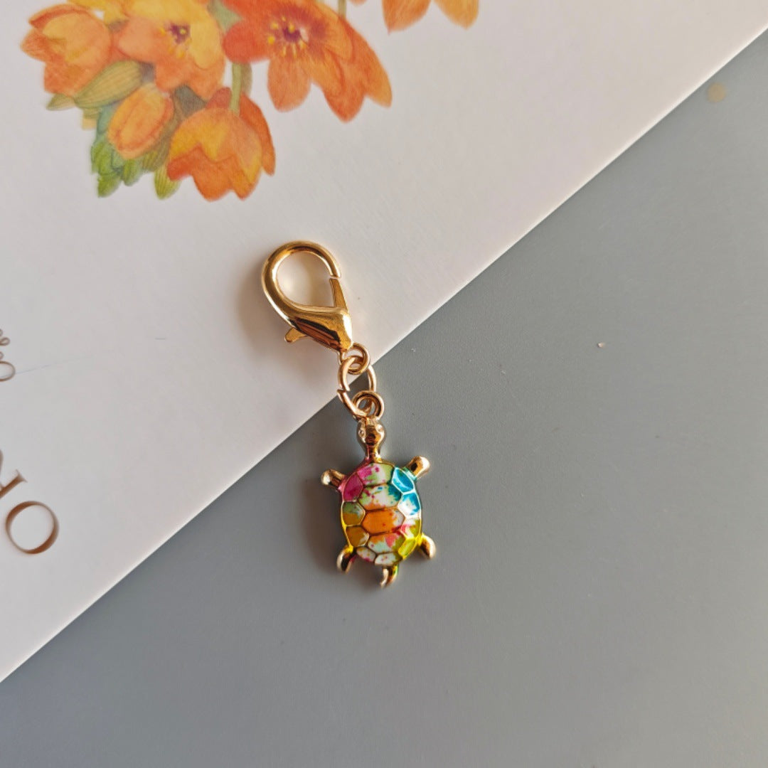 Colorful Oil-drop Turtle Keychain Pendant, Alloy Accessory, Creative Design