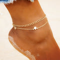 Beach-style Minimalist Double-layer Pentagram Anklet