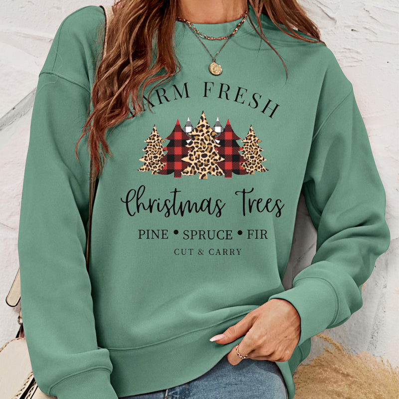 European And American Women's Clothing Pullover Christmas Sweater Women's Autumn And Winter Fleece Printed Women's Top