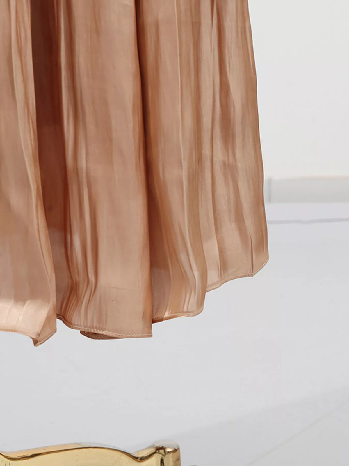 Halter Neck Ruched Maxi Dress – Champagne