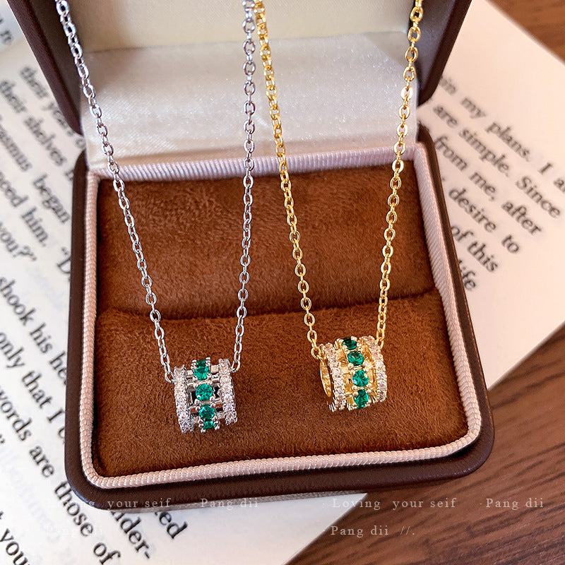 French Style Mint Green Slim Waist Zircon Pendant Necklace Summer Women Neck Jewelry For Daily Dating Banquet Party Occasions