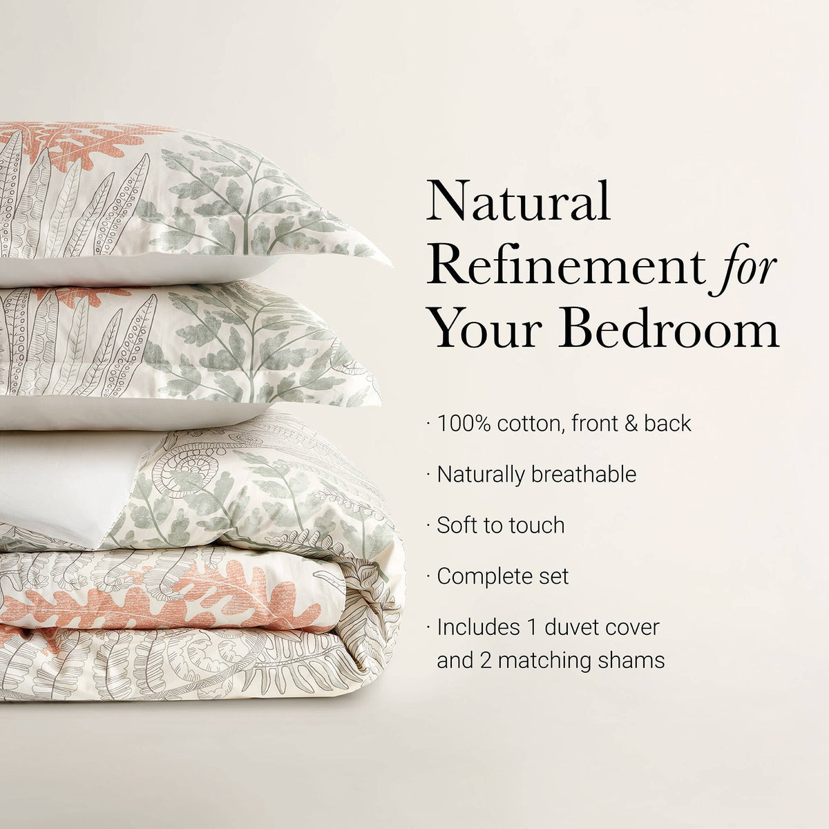 3-Piece Full/Queen 100% Cotton Sateen Duvet Cover Set