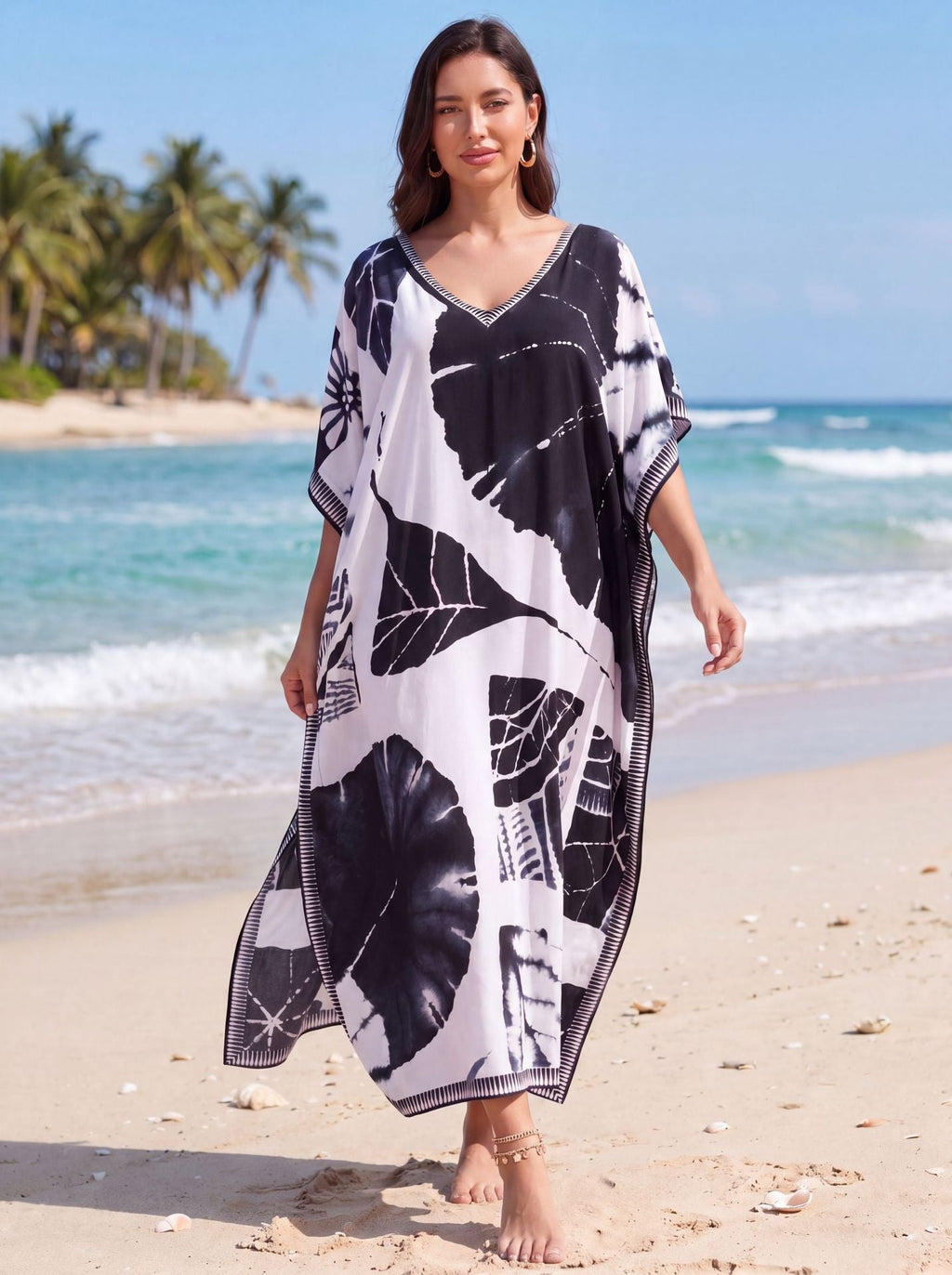 Long Bathing Suit Cover Ups For Women Beach Kaftan Dress Resort Wear