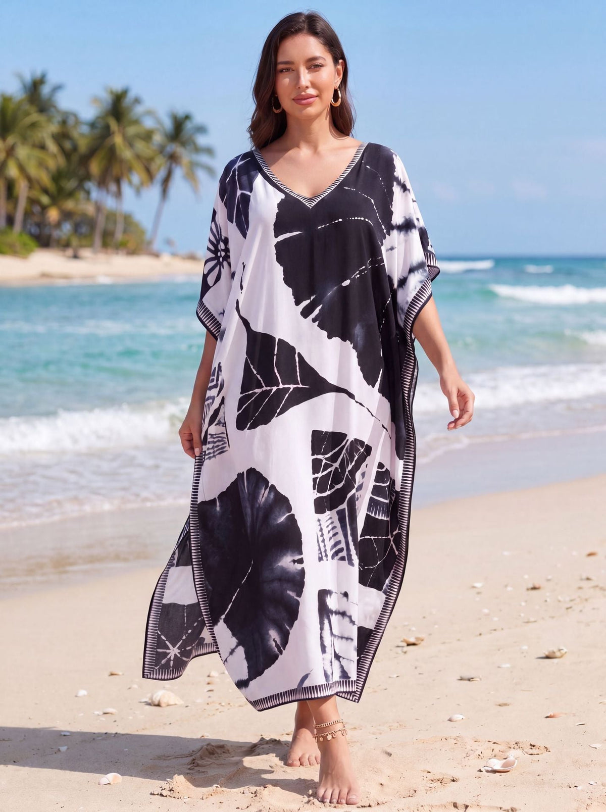 Long Bathing Suit Cover Ups For Women Beach Kaftan Dress Resort Wear