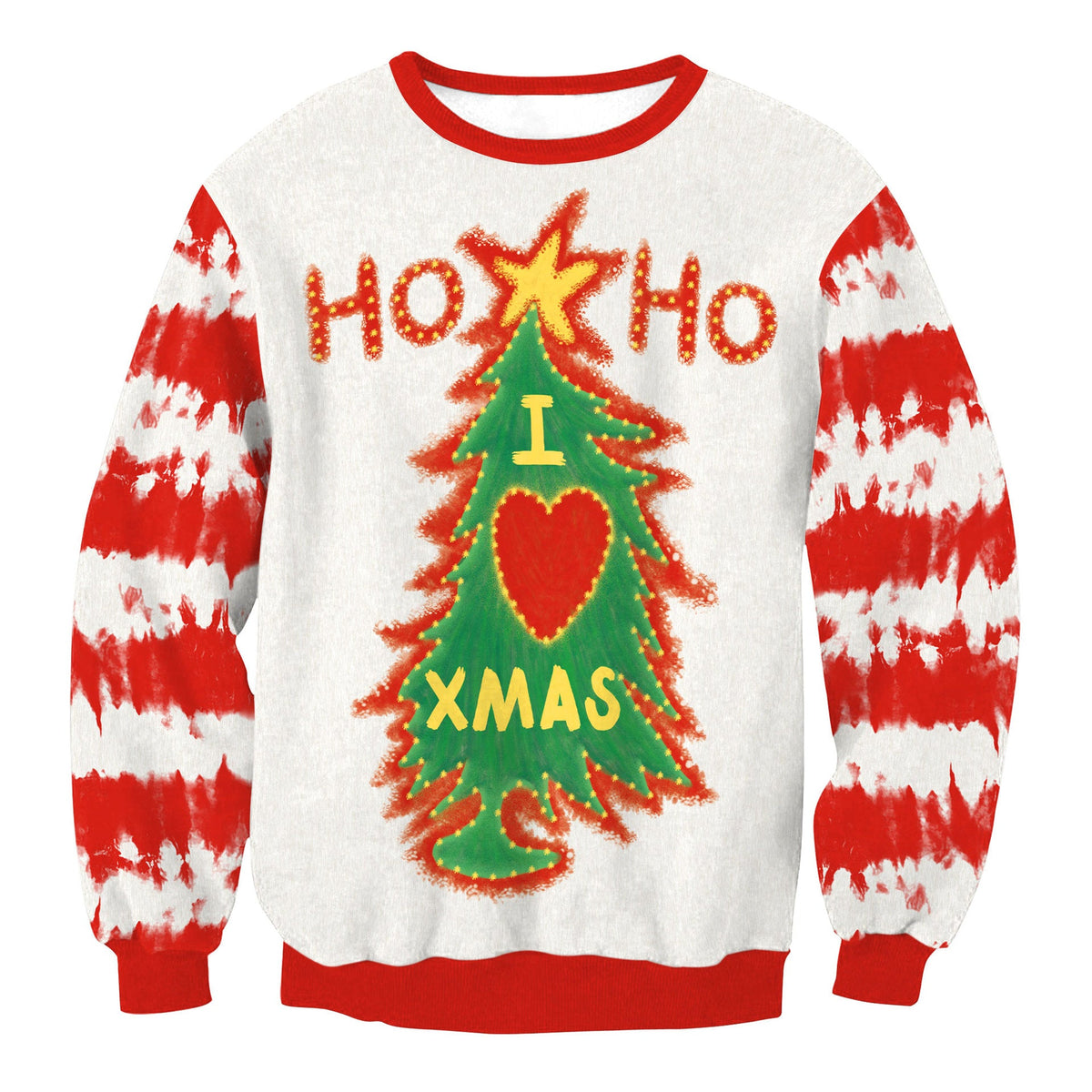Men's Fashion Christmas Tree Striped Digital Printing Clothing Couple Sweater
