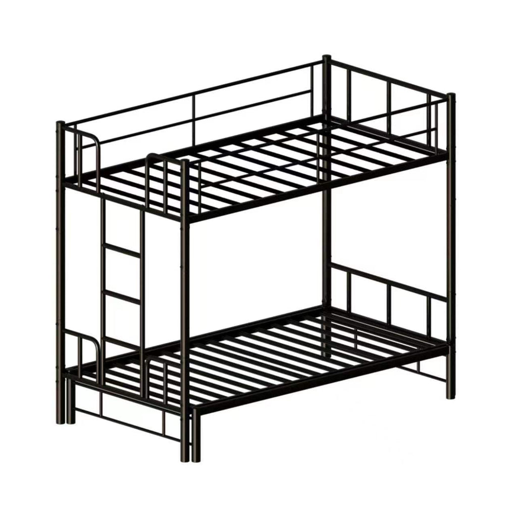 Twin Size Metal Pull-Out Bunk Bed with Guardrail and Built-In Ladder