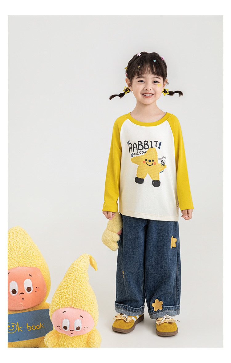 Girls' Embroidered Wide-leg Denim Pantswrinkle-resistant