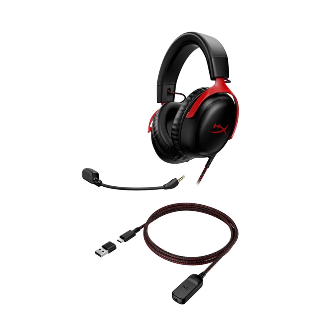 HyperX Cloud III Wireless – Gaming Headset for PC, PS5, PS4, up to 120-hour Battery, 2.4GHz Wireless, DTS Spatial Audio, 53mm Angled Drivers, Memory Foam, Durable Frame, 10mm Microphone, Black