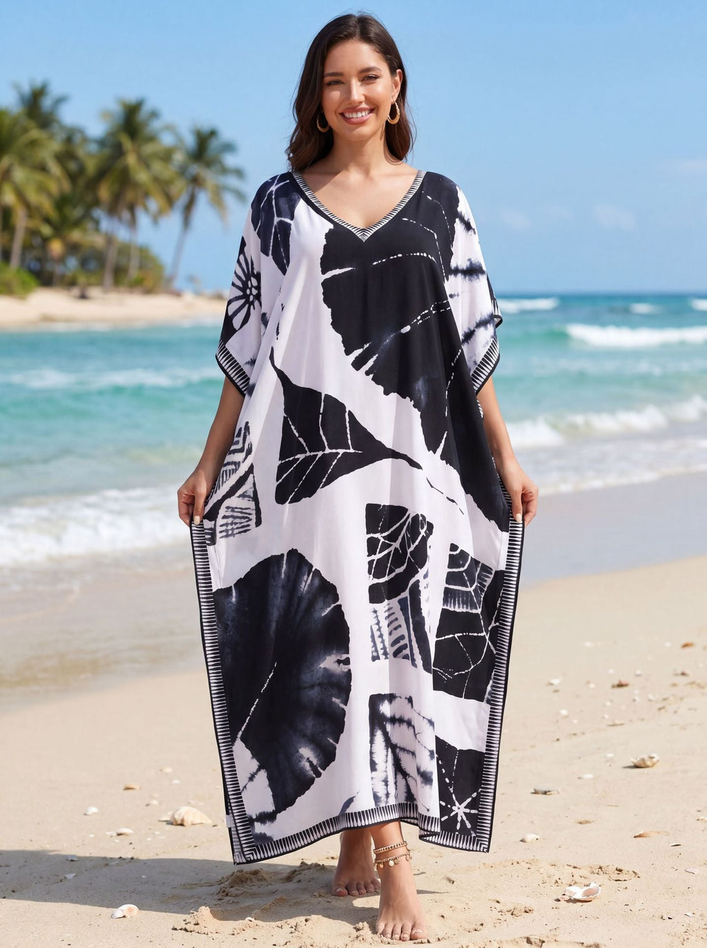 Long Bathing Suit Cover Ups For Women Beach Kaftan Dress Resort Wear