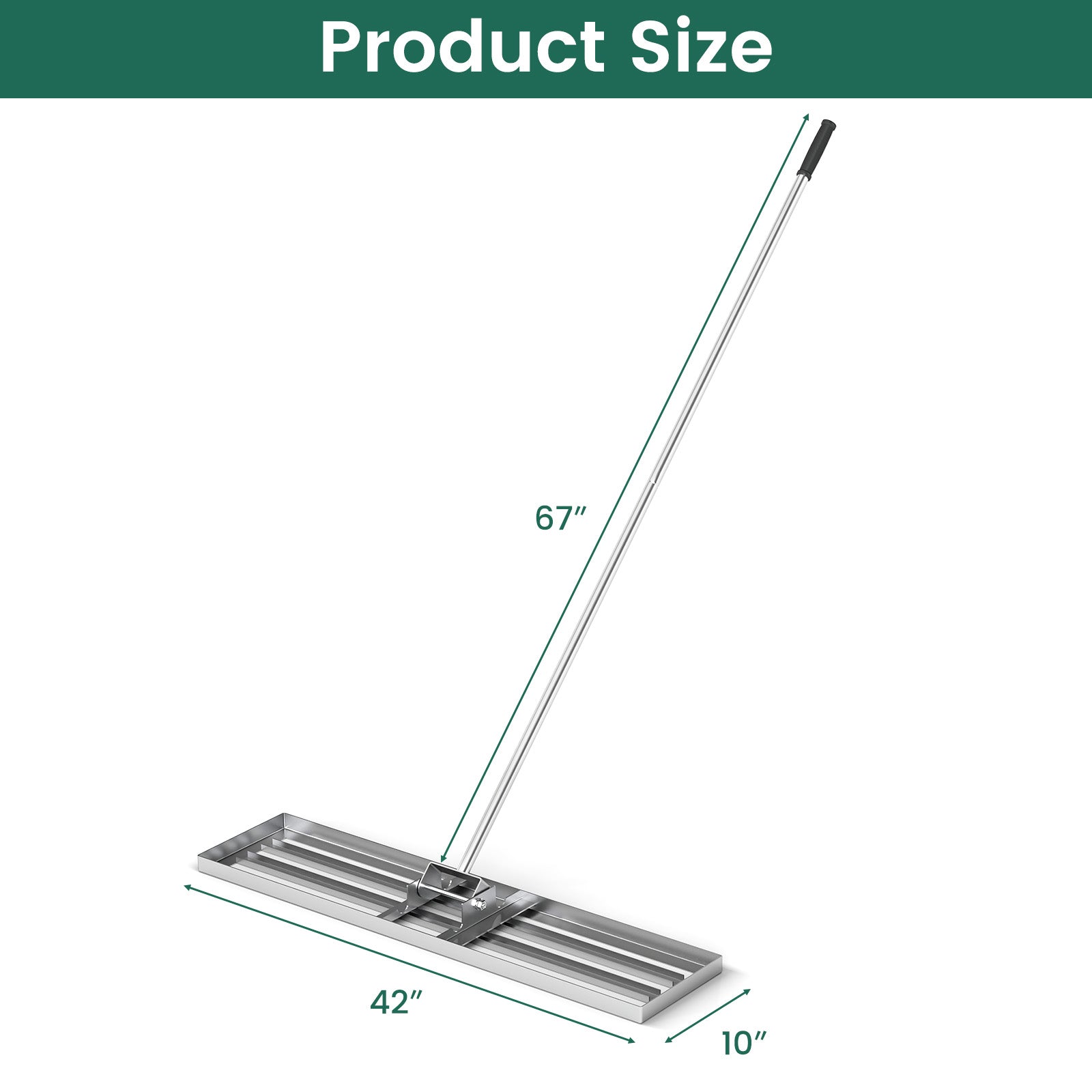 42 x 10 Inch Lawn Leveling Rake with Ergonomic Handle