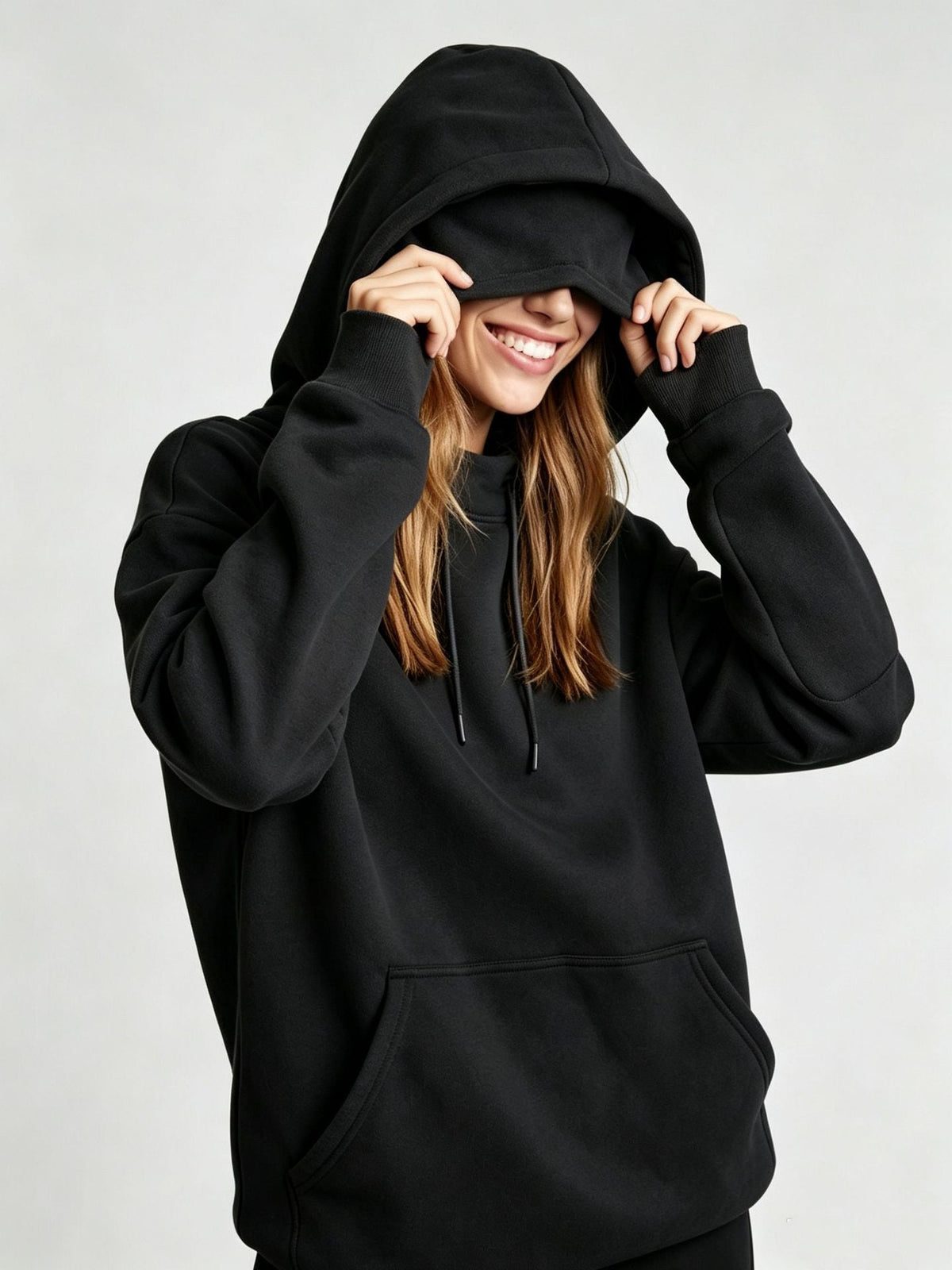2026 Autumn Winter New European And American Style Fleece-Lined Hoodie For Women, Solid Color, Loose Fit, Casual Pullover, Cross-Border Women's Clothing