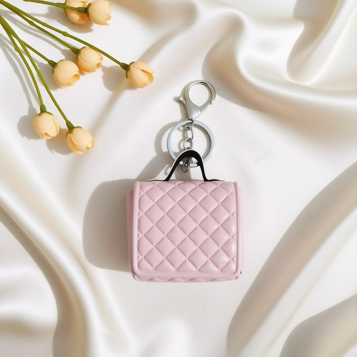 Leather Fashion Quilted Chanel-style Earphone Pouch Coin Purse DIY Bag Charm And Keychain