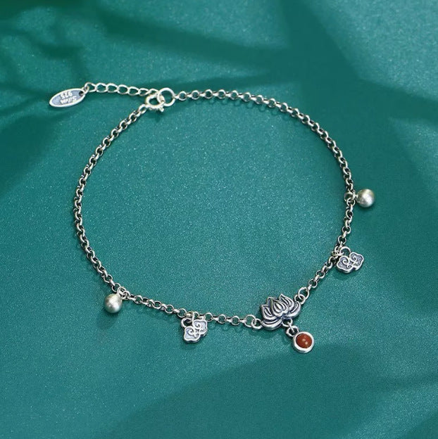 Traditional Chinese-style Retro Lotus-step Auspicious Cloud Anklet