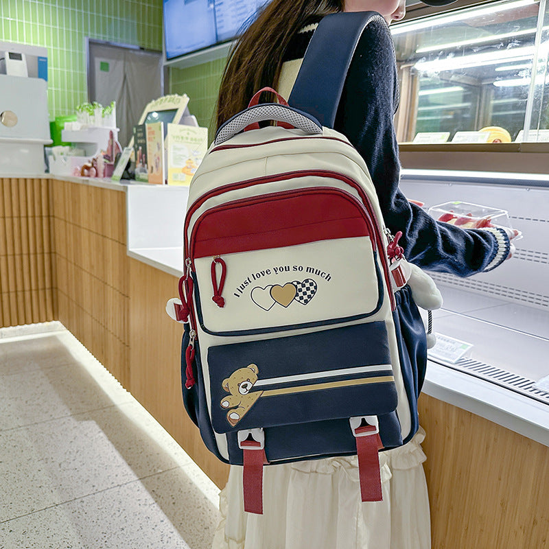 Student Portable Burden Alleviation Middle School High School Girl Large Capacity Backpack