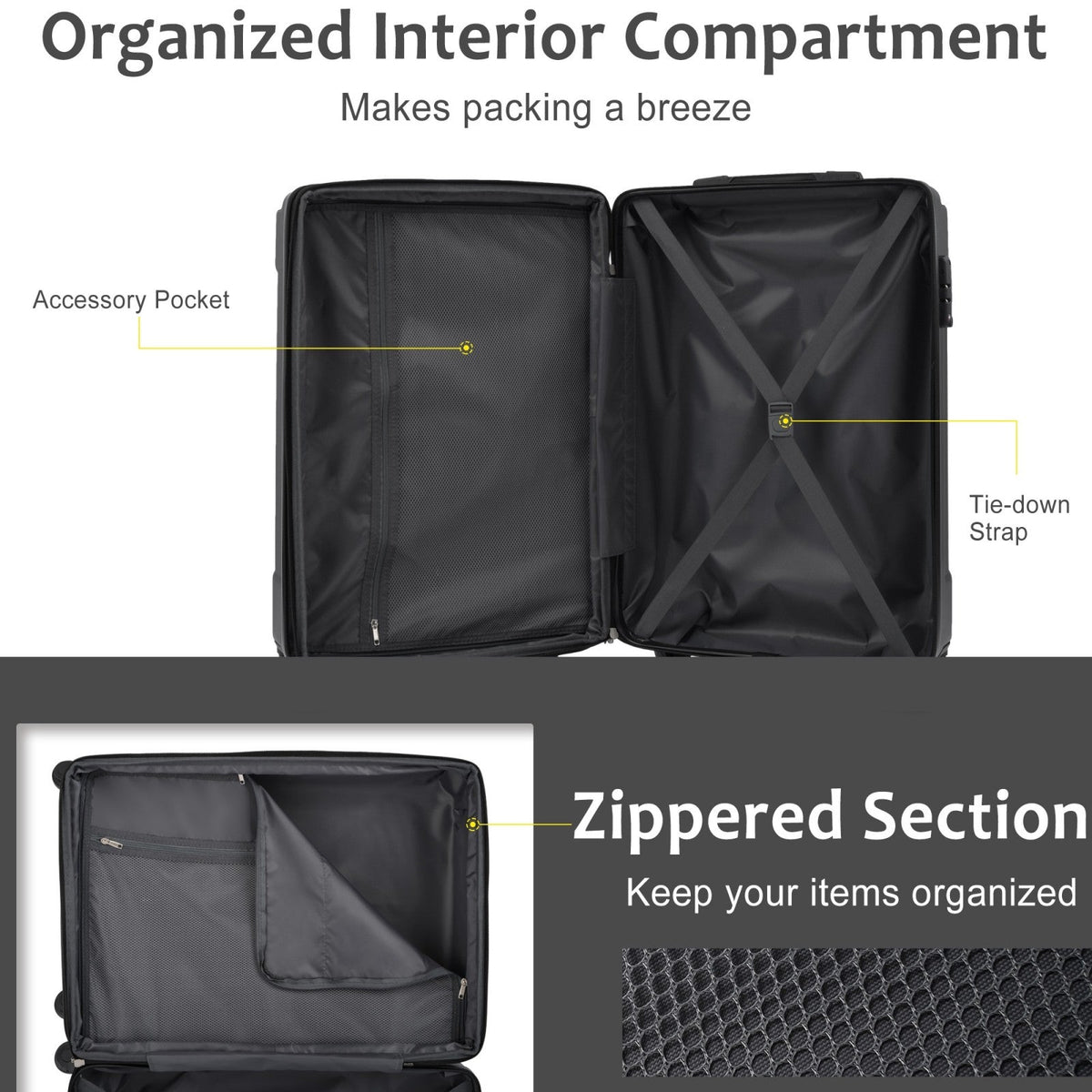 Hardshell Luggage - Expandable 24 Inch Checked Travel Luggage
