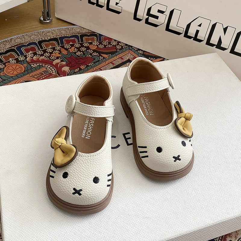 New Spring & Autumn Cartoon Princess Shoes For Girls, Cute Flats For Kids, Soft Sole Leather Shoes For Toddlers & Little Girls