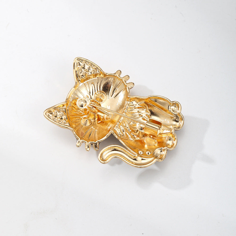 Original Blue-and-White Tiger-Striped Cat Brooch