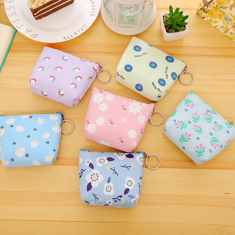 PU Leather Hand Holding Floral Coin Purse