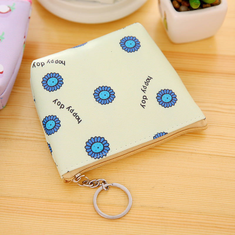 PU Leather Hand Holding Floral Coin Purse