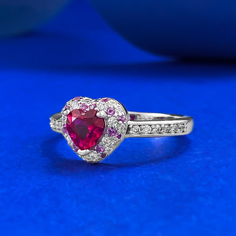 S925 Silver Heart-shaped Ring With Full Diamonds