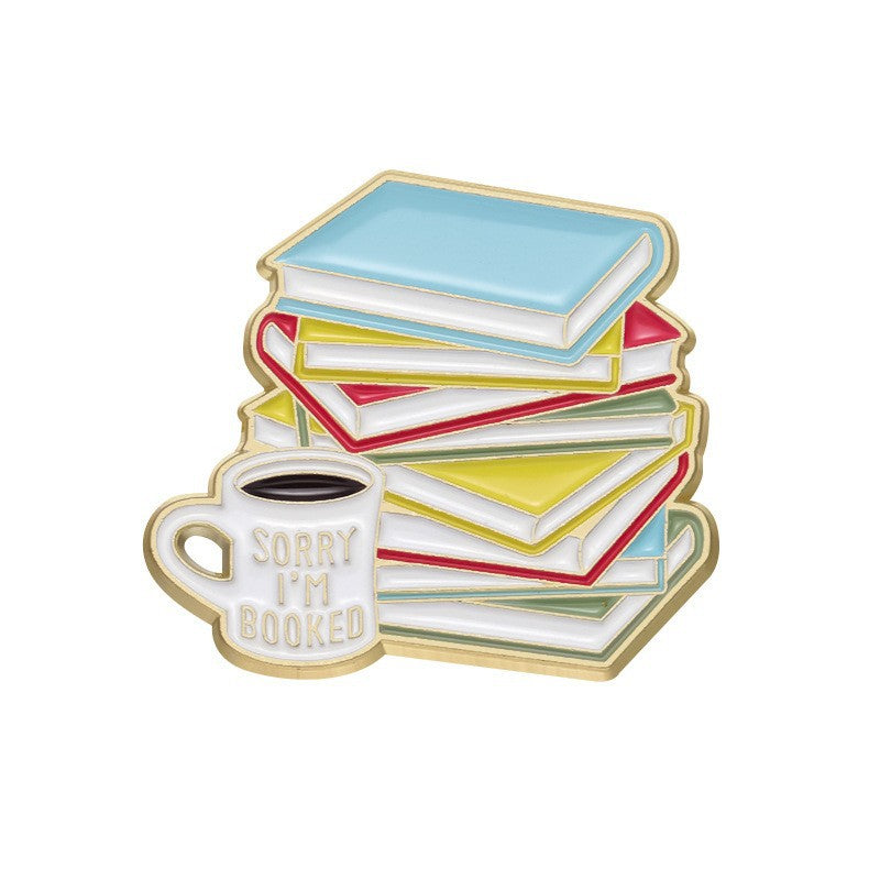 Geometric Cartoon Book Brooch