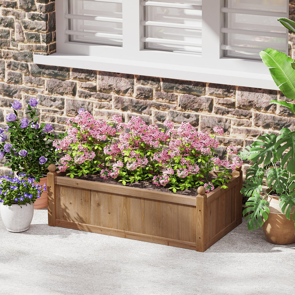 46 x 24 x 16 Inch Rectangular Planter Box with Drainage Holes for Backyard Garden Lawn-Brown