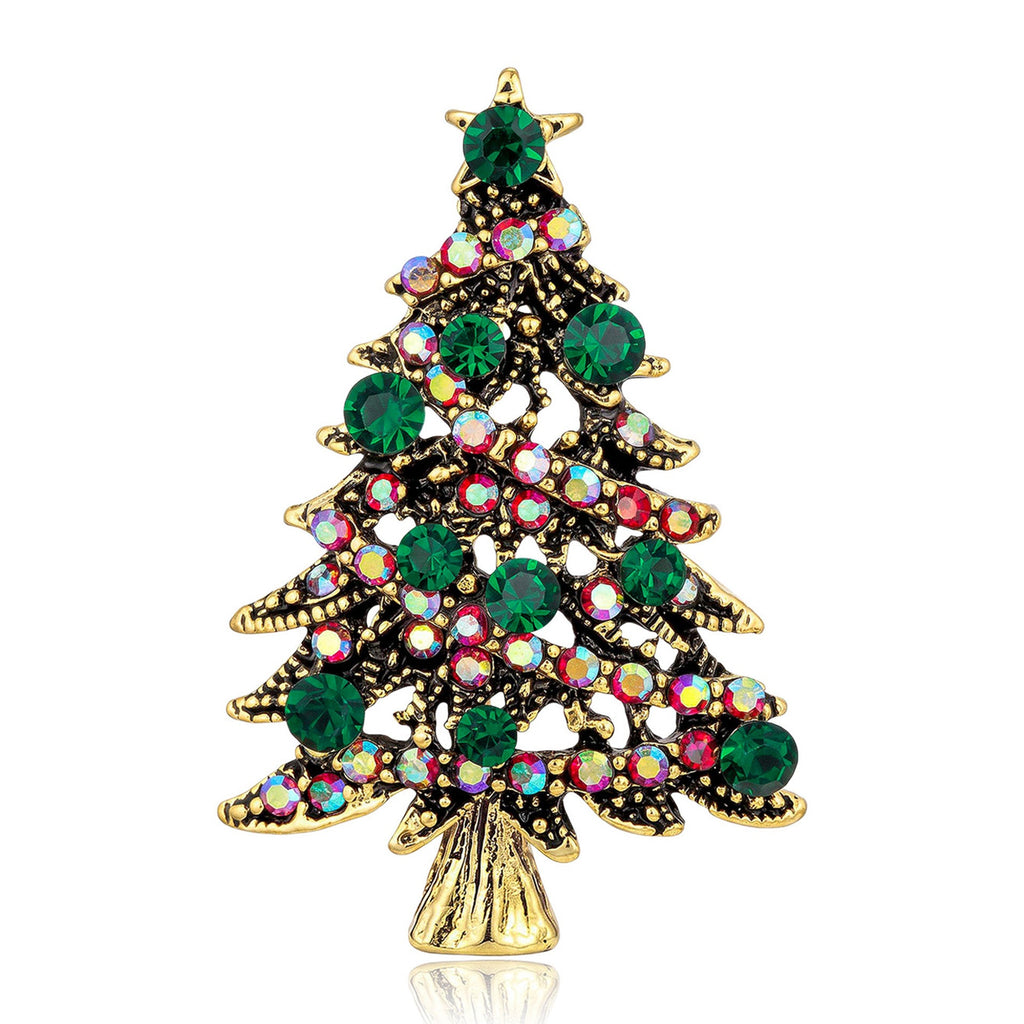 New European And American-style Christmas Tree Alloy Oil-drop Brooch