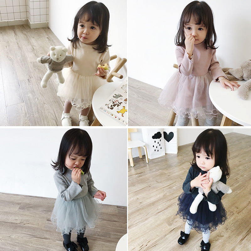 1 girls dress, children's long sleeve skirt, spring and autumn wear new children's clothing, baby princess skirt
