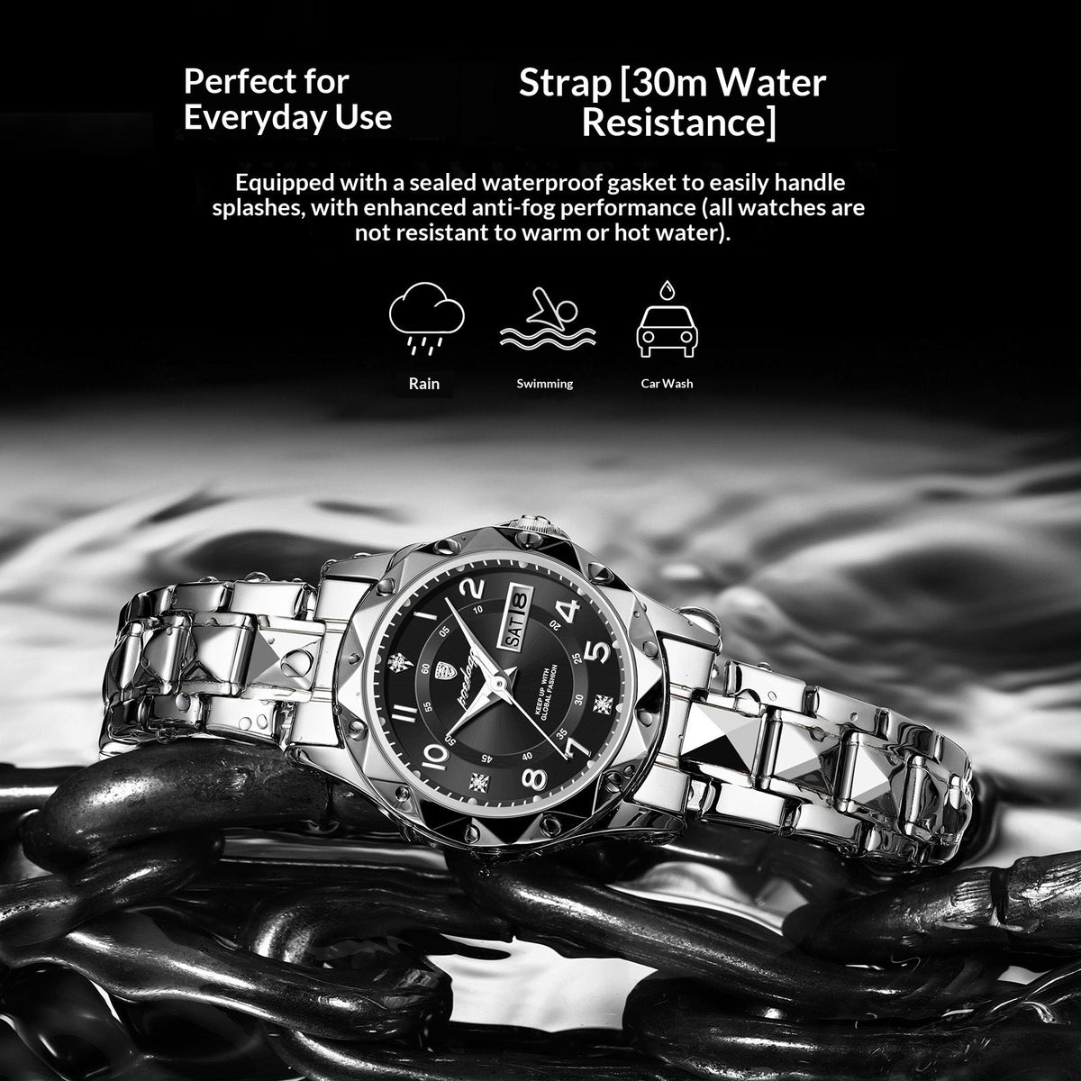 Womens Waterproof Luminous Dual-calendar Watch
