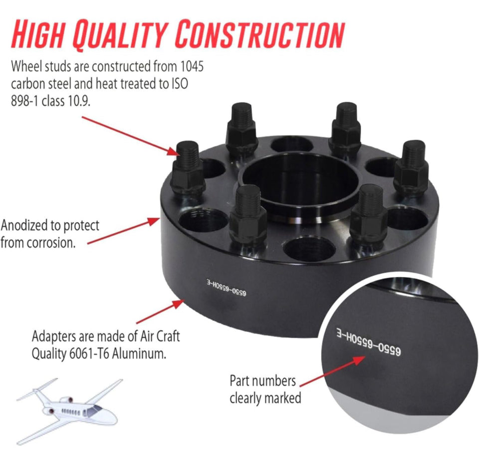 Coyote Accessories - Black Anodized 6061-Billet Aluminum Wheel Adapter Set Of 2