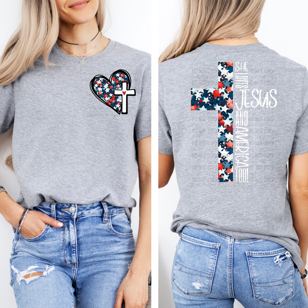 She Loves Jesus And America Too! - Tee - White Design