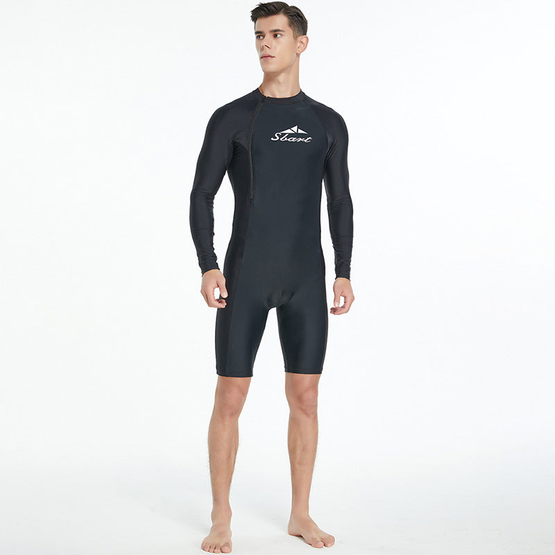 Men's One-piece Swimsuit Tight Long Sleeve Sun Protection Quick-drying
