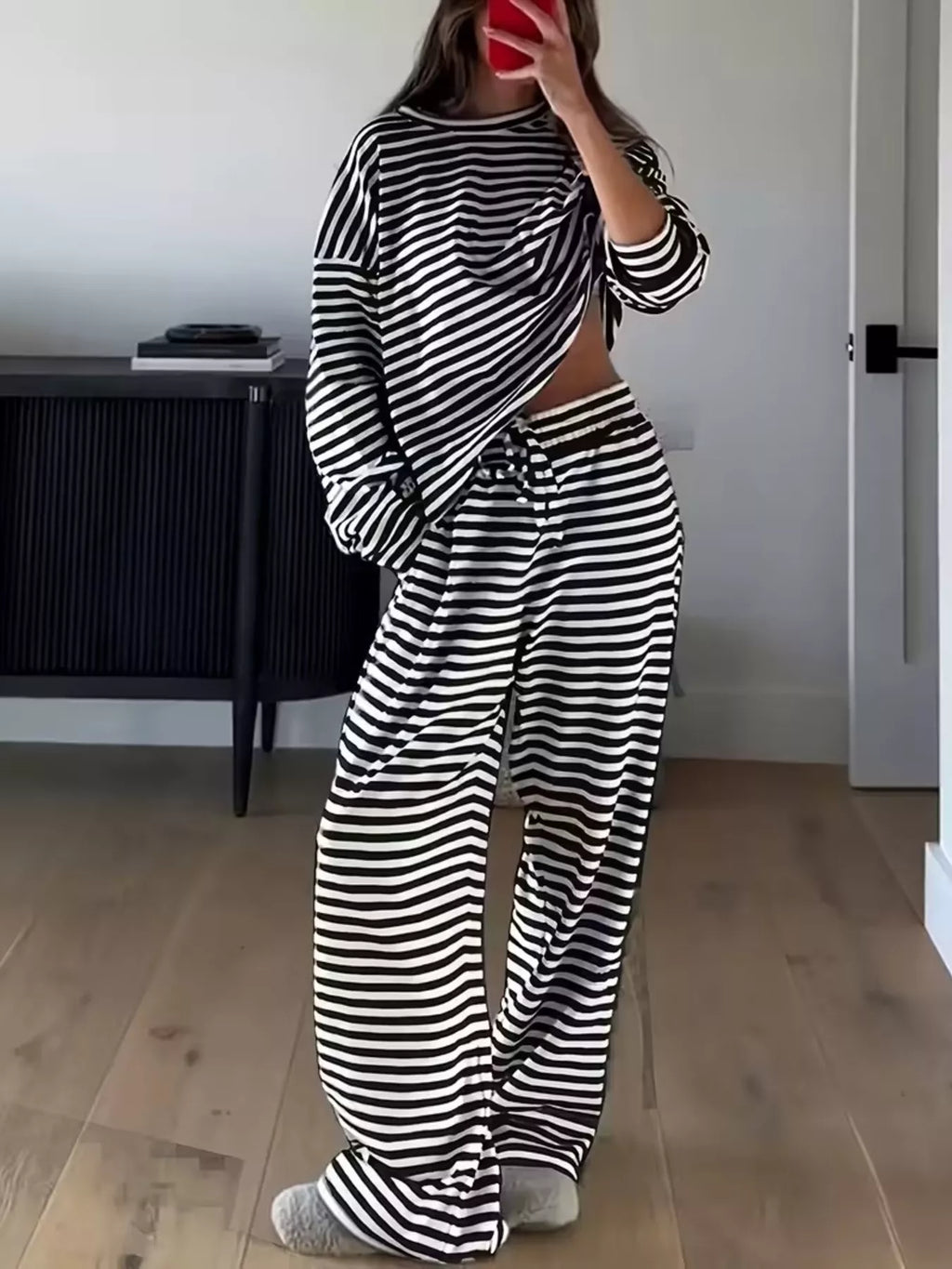 Striped Long Sleeve Top and Pants Set