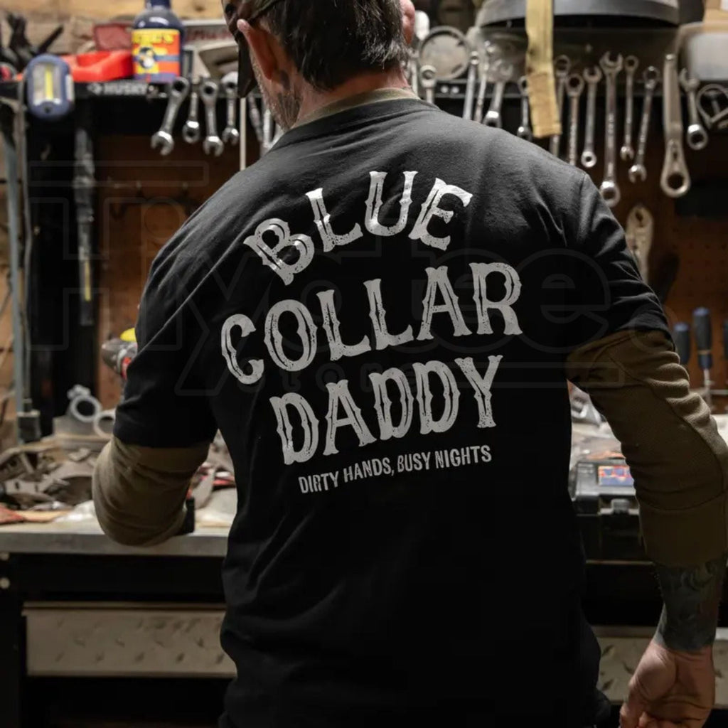 "Blue Collar Daddy" – Rugged American Worker Heritage Graphic Top