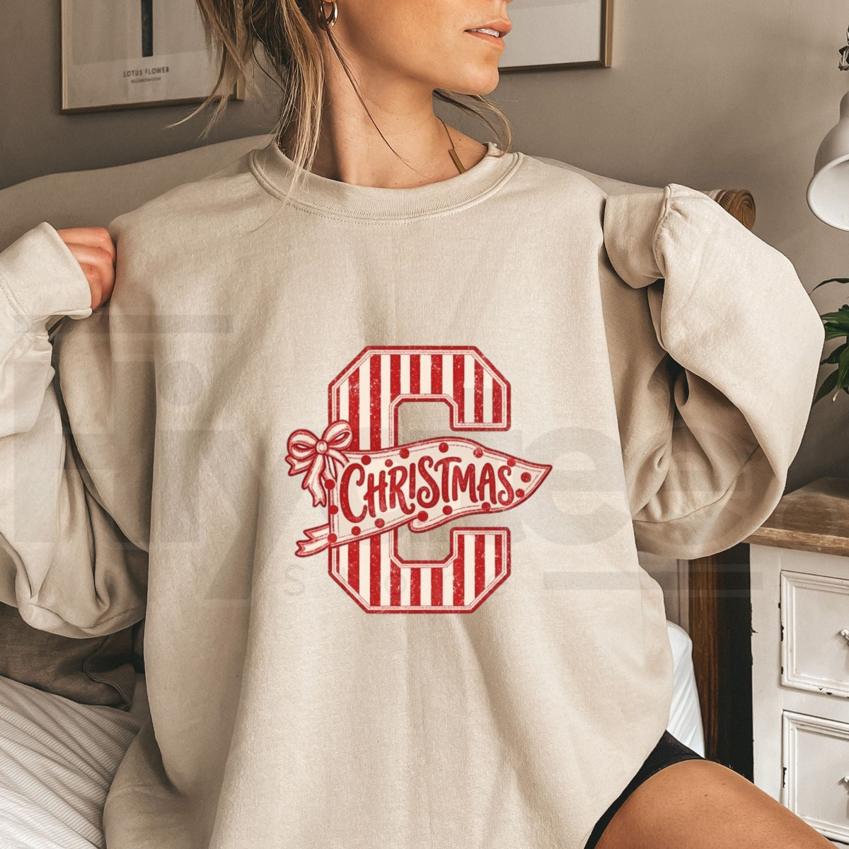 Varsity Christmas Sweatshirt – Vintage Holiday Crewneck, Retro Athletic Xmas Graphic Pullover