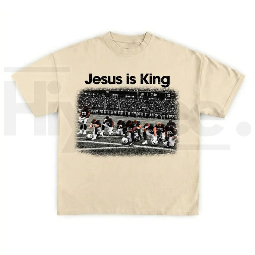 Jesus Is King Football T-Shirt – Retro Praying Team Graphic Tee
