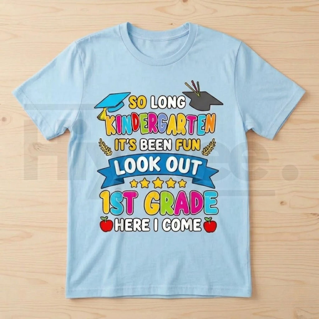 Kindergarten Graduation Shirt "Look Out 1st Grade Here I Come" Kids Graduation T-Shirt | Last Day of School Tee