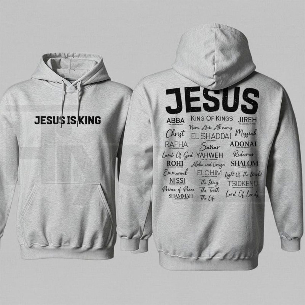 "JESUS IS KING" Gothic Hoodie – Dark Aesthetic Streetwear Cross Graphic Pullover