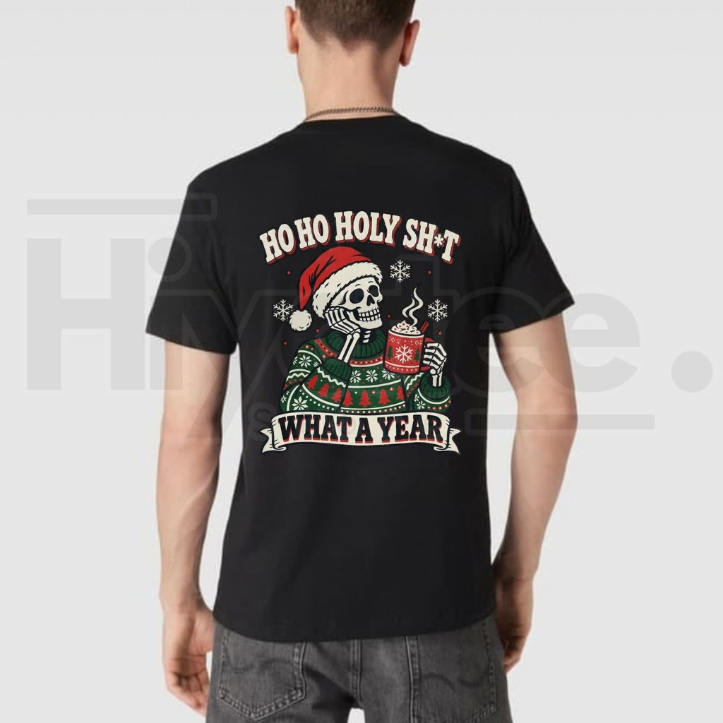 What A Year Skeleton Christmas T-Shirt – Sarcastic Spooky Holiday Graphic Tee