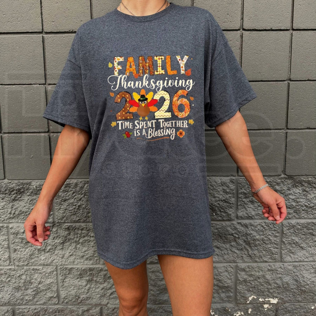 Family Thanksgiving 2026 Crew T-Shirt – Matching Turkey Holiday Graphic Tee