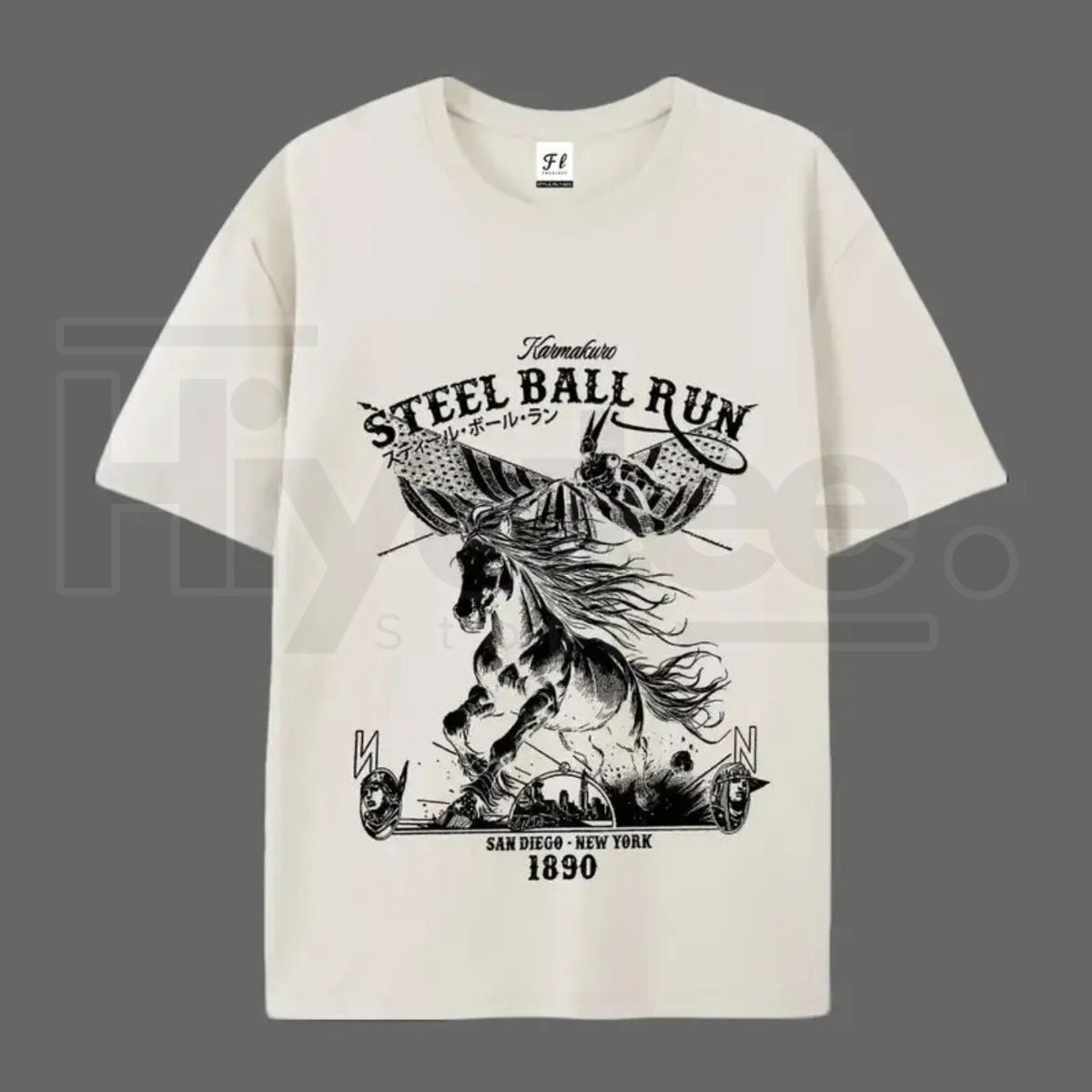 "Steel Ball Run" Horse Racing – SBR American Flag Graphic Top