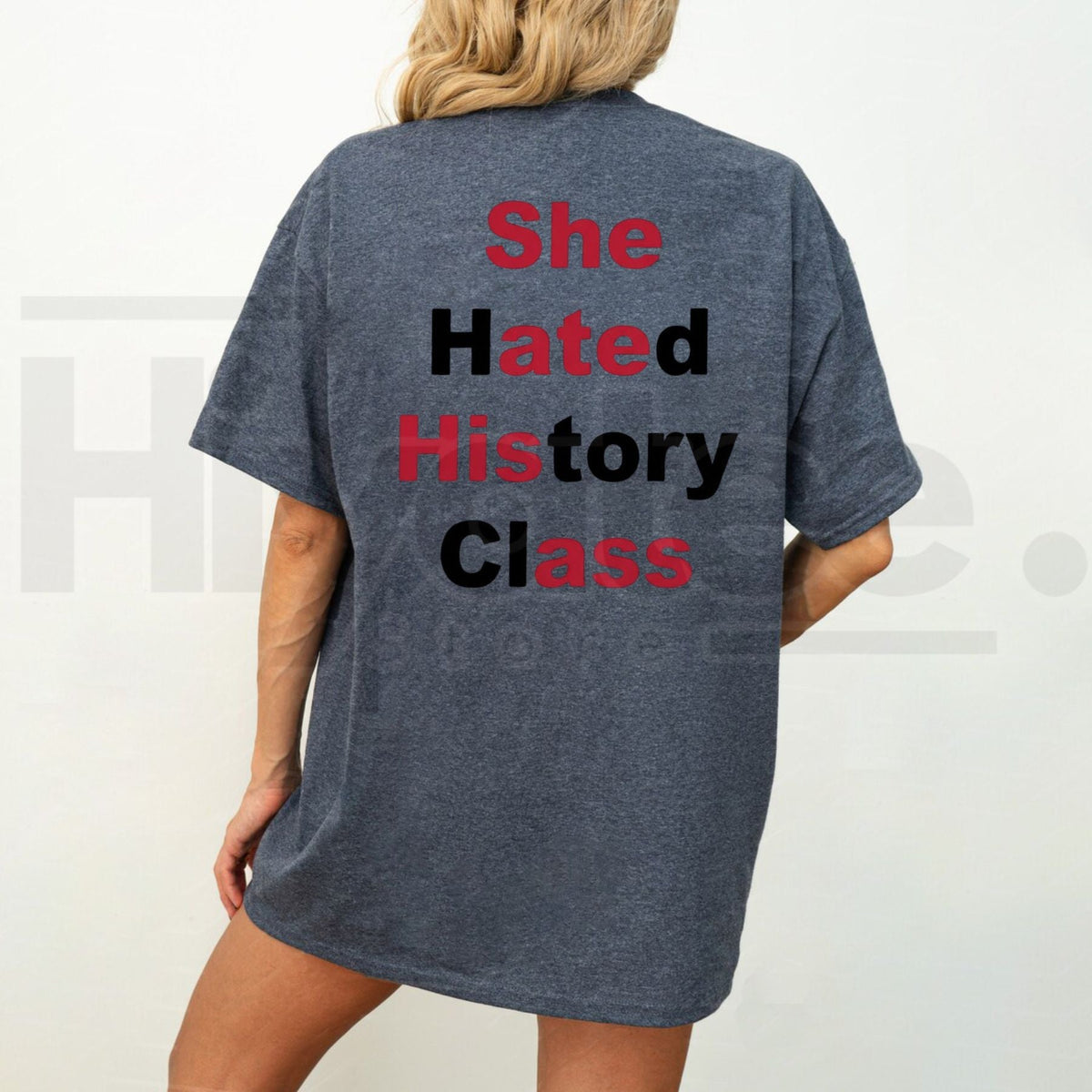 She Hated History Class Hidden Message T-Shirt – Edgy Sarcastic Optical Illusion Tee